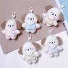 Cartoon Puppy Squeaking Plush Pendant Keychain with Bone, Creative Brooch, and Hair Accessories