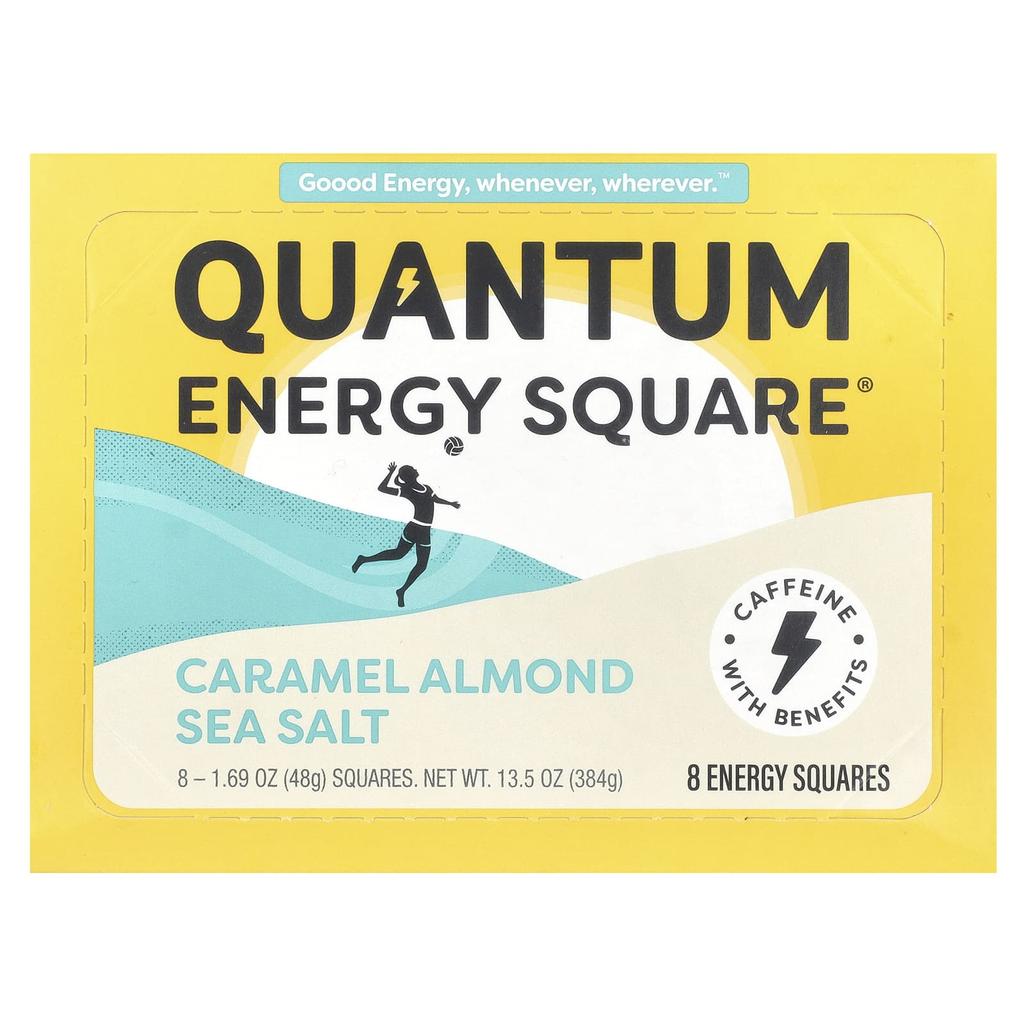 Quantum Energy Square Caramel Almond Sea Salt, 8 Packs, 1.69 Oz (48 G) Each
