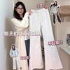 White Gray Micro-pull Pants Women's New Spring and Autumn Small Slim Horseshoe Flared Pants Casual Sports Pants