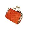 Ladies Mini Coin Purse Genuine Leather Wallet Solid Color Kiss Lock Change Pouch Small Storage Bag for Jewelry Keys