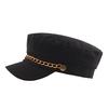 Japanese Gold Chain Navy Hat Cotton Retro Student Hat Men'S And Women'S Military Hat Fashion Flat Top Hat Trendy Cap