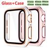 2 In 1 Tempered Glass+Case for Apple Watch Series 7 41mm 45mm iWatch Series SE 6 5 4 3 2 1 38mm 40mm 42mm 44mm Full Bumper Frame Watch Accessories