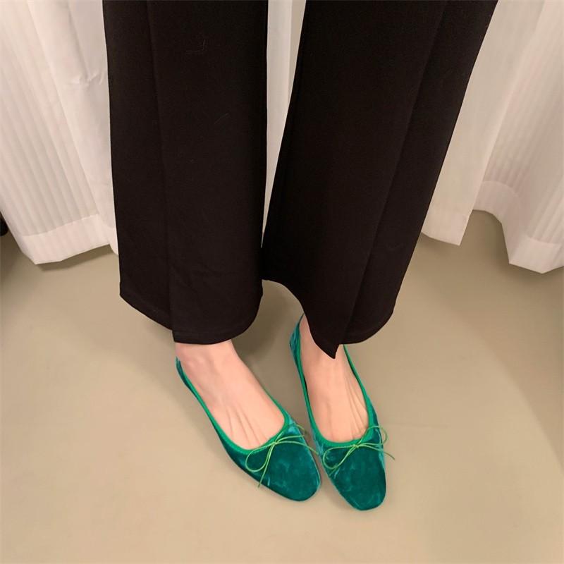 Retro Ultra-soft Women Shoe Spring Bow Red Flat Sole Single Shoe Leisure Comfortable Leather New Ballet Shoe Zapatos Mujer