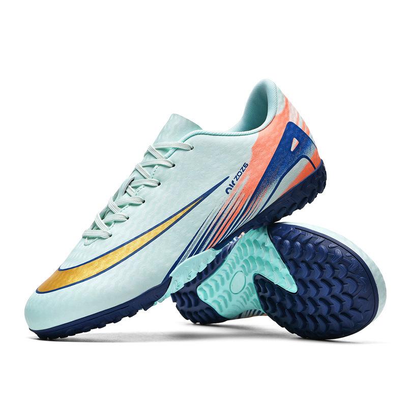 Ronaldo Gold-plated Seamless Fly-woven Football Shoes, Youth Spikes, Artificial Grass Game Training Shoes