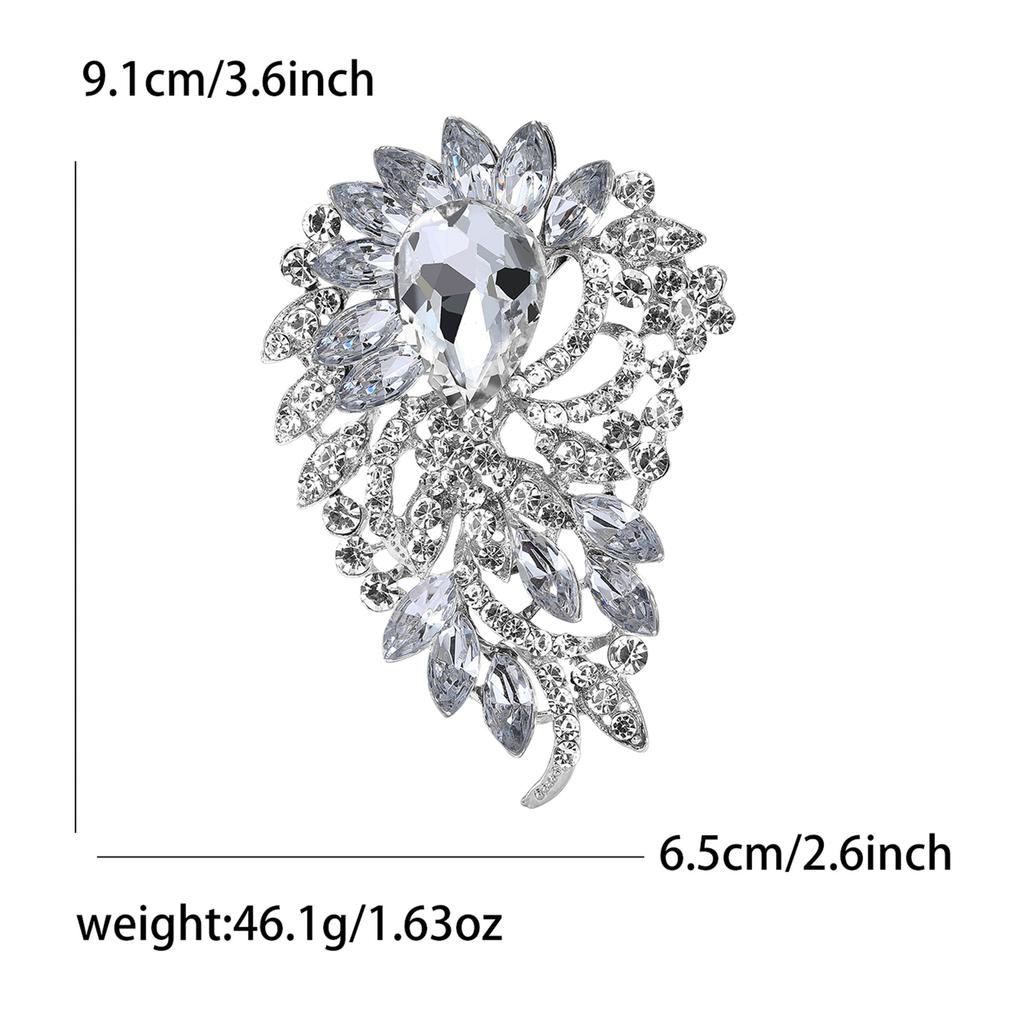 Alloy Large Crystal Glass Brooch High-End Versatile Women'S Suit Coat Corsage Jewelry Pin