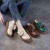 Round Toe Outdoor Wedges Slippers Retro Genuine Leather Versatile Women's Platform Shoes