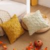 Autumn Pillow Cover Plush Faux Fur Pillowcase with 3D Maple Leaf Art Farmhouse Bohemian Style Invisible Zipper Pillow Case