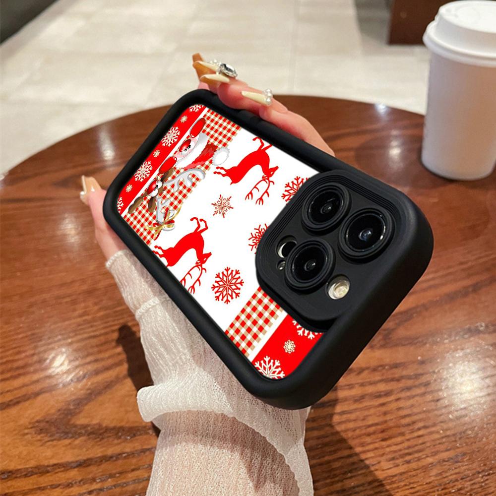 N109 Happy New Year Merry Christmas Design Soft Angel Eyes Phone Cases for iPhone 16 15 14 13 11 Pro Max 8 7 6 Plus 12 Mini XR XS Max Shockproof Cover