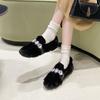2024 Fashion Women's Shoes Slip-on Women's Flats Hot Sale Crystal Daily Flats Women New Short Plush Plus Size Flat Low Heels