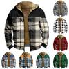 Men's Plaid Print Double Pocket Jacket Men's Spring And Autumn Casual Trend Zipper Hooded Jacket
