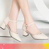 Soft Cowhide High-heeled Sandals Women's Summer 2025 New Bag Head Pointed Head Thick Heel Soft Leather Fashion Women's Shoes
