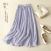 Double-layer Skirt Elastic Waist A-line Skirt Big Swing Skirt Woman