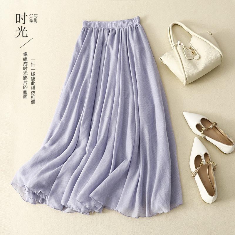 Double-layer Skirt Elastic Waist A-line Skirt Big Swing Skirt Woman