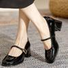 New - High-quality Solid Color Glossy Women's Heeled Single Shoes Thick Heel Square Toe Medium Heel Women's Shoes