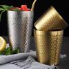 Hammered Texture Double-Wall Beer Cups Stainless Steel Milk Mugs Cold Water Drinks Cup  Drinkware