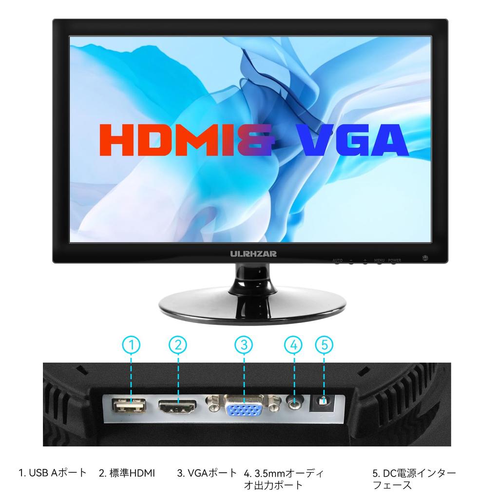 Ulrhzar Mobile Monitor Inch 60Hz 1600x900 FHD Large Screen Gaming Monitor Laptop Screen Extender Dual Speakers HDMI Second Monitor CCTV Security