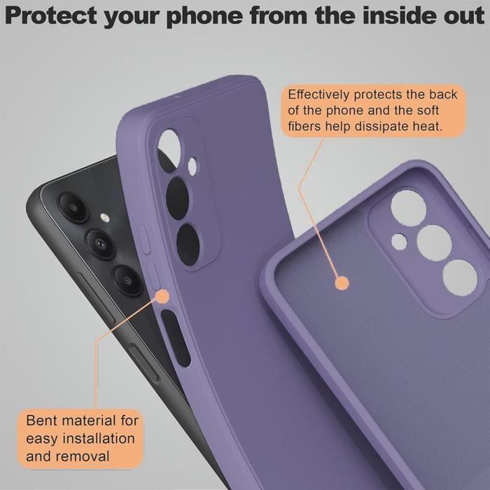 Coque - BOOLING - pour Samsung Galaxy A23 4G-5G - Silicone Liquide Mat - Antichoc - Violet Foncé- avec 2 Verres Trempés