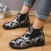 Printed Butterfly Casual Women's Boots 2024 New Square Heel Elastic Hoops, Large Size Short Sleeve Fashion Boots