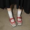 French Retro Ballet Shoes Women's Soft Sole 2025 New Red Polka Dot Satin Mary Jane Shoes Women's Flat Shoes