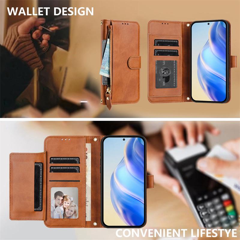Flip Case for Oneplus 1+ Nord 2T CE 2 3 4 Lite 5G Leather Wallet Cover Card Slot Bag Zipper Casing