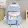 Color Cute Blocked Letter Printed Student Leisure Backpack With Pendant Plush