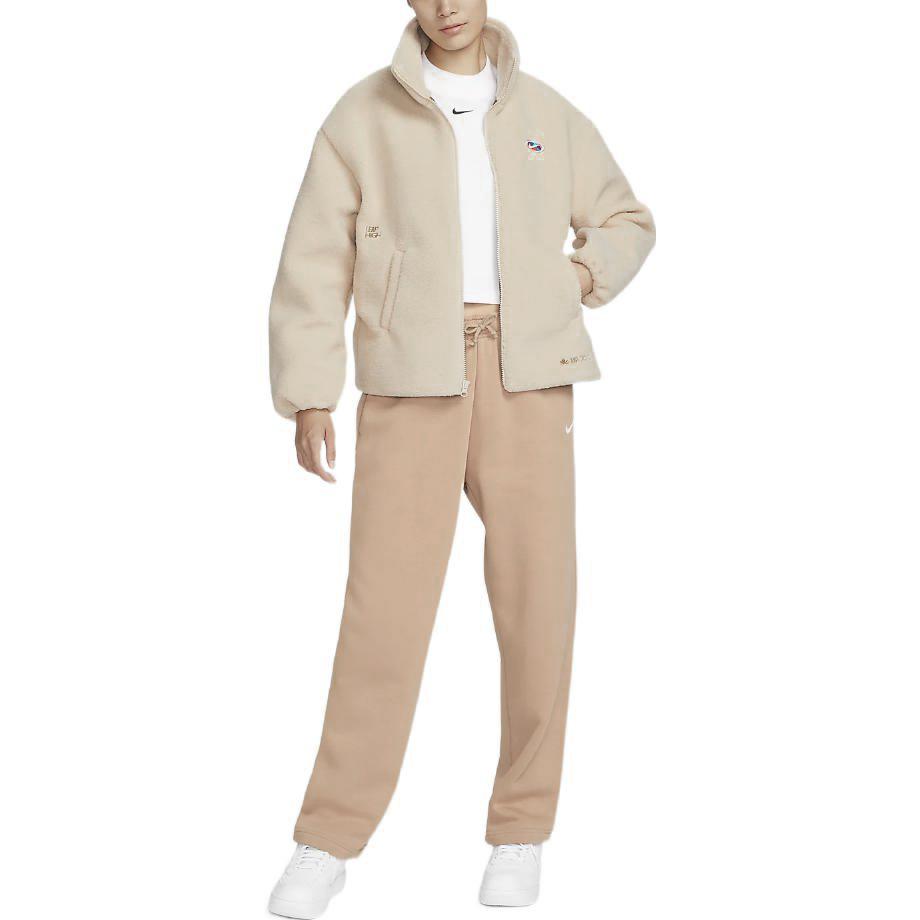 Nike Rabbit Year CNY Series Sportswear Fleece-Lined Woven Stand Collar Zip Jacket Women Jackets Beige White FD4796-126
