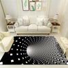 Trap Effect Vortex Illusion Rug Bottomless Hole Carpet Geometric Black White Grid Bedroom Living Room Anti Slip Floor Mats