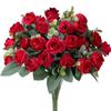 10 Heads Artificial Flowers Silk Rose Red Eucalyptus Leaves Peony Bouquet Fake Flower for Wedding Table Party Vase Home Decor