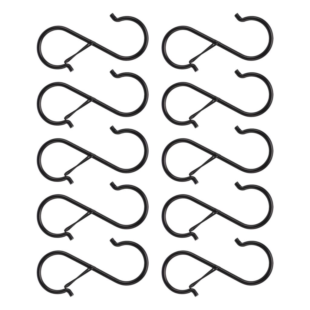 10Pcs S Shaped Hook Hanging Hooks Iron with Safety Buckle for Closet Kitchen Home