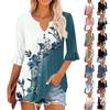 3/4 Sleeve Tops For Women Casual Ruffle V Neck T Shirts Work Blouses Dressy Tunic Tops