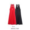 Araltay New Arrival Fashion Style Women's Clothing Fashion Bowknot Decoration Hanging Collar Midi Skirt Dress 8039116