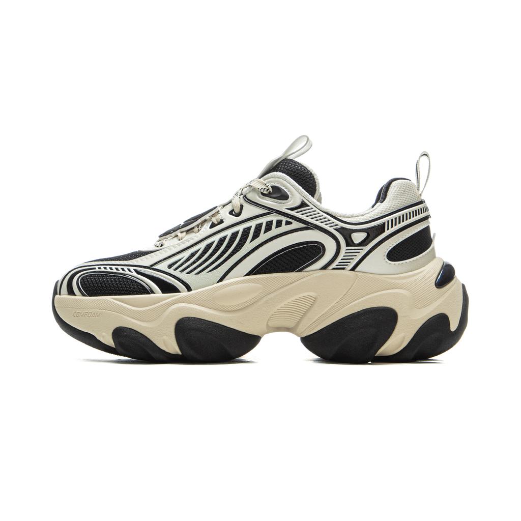 New LiNing Wear Resistant Slip Resistant Low Top Casual Shoes Women's Beige Black AZGV012-5