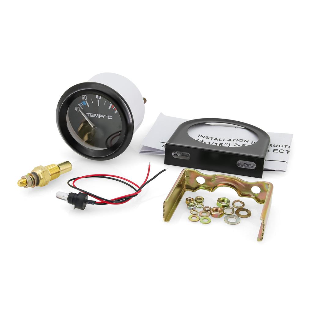 52mm Water Temperature Gauge 40-120 Celsius with Adaptor Joint Pipe Radiator 1/8NPT Sensor Car Racing Water Tank Level Indicator