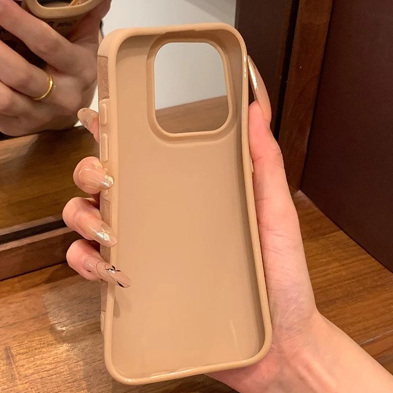 Black Bowknot Patterned Printed Leather Case + Lanyard Wrist Strap Protective Shell Soft Silicone Case for iPhone