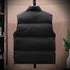 Men Waistcoat Stand Collar Sleeveless Zipper Placket Cotton Vest Coat with Side Pockets Solid