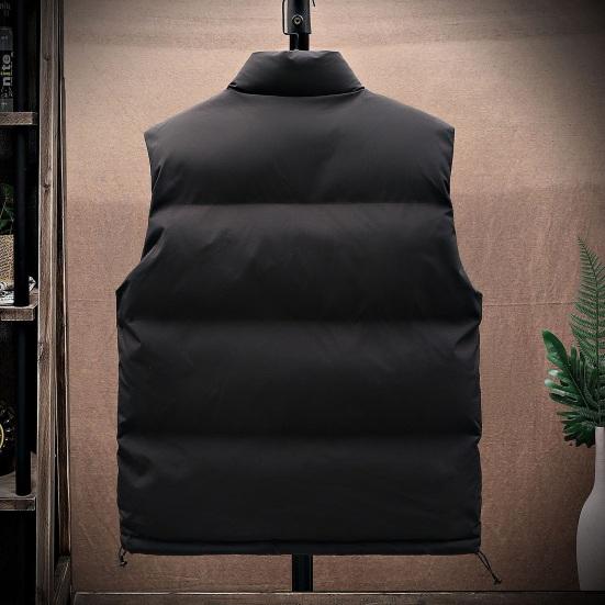 Men Waistcoat Stand Collar Sleeveless Zipper Placket Cotton Vest Coat with Side Pockets Solid