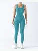 Seamless Ribbed Fitness Jumpsuit with Chest Pad