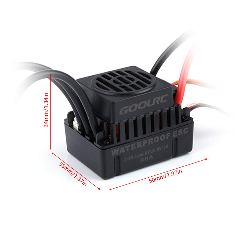 GoolRC Combo Set: 3650 4300KV Motor, 60 Brushless ESC, 20kg Servo with 25kg Servo Arm for 110 Scale RC Cars, Trucks, and Off-Road Use