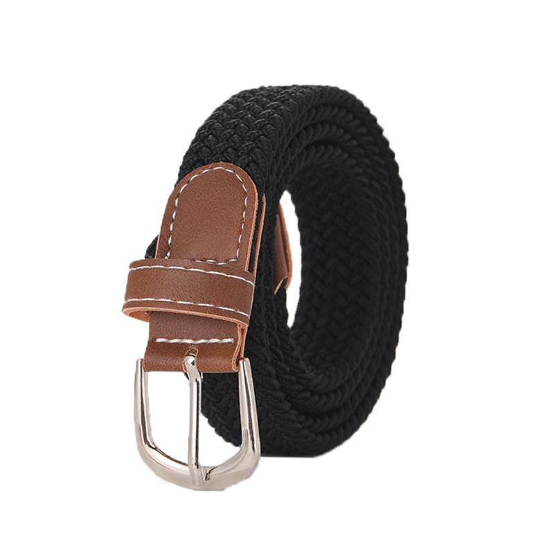 Fashion Universal Woven Thin Belt Elastic Casual Canvas Belt for Women Pants Jeans Knitted Needle Buckle Waistband Belts for Women