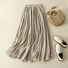 Slim Double Layer Half Skirt Loose Waist Swing Skirt Women Casual Long