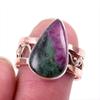 Ruby In Zoisite Handmade Lab-Created 925 Sterling Silver Two Tone Ring S.8 R3n38