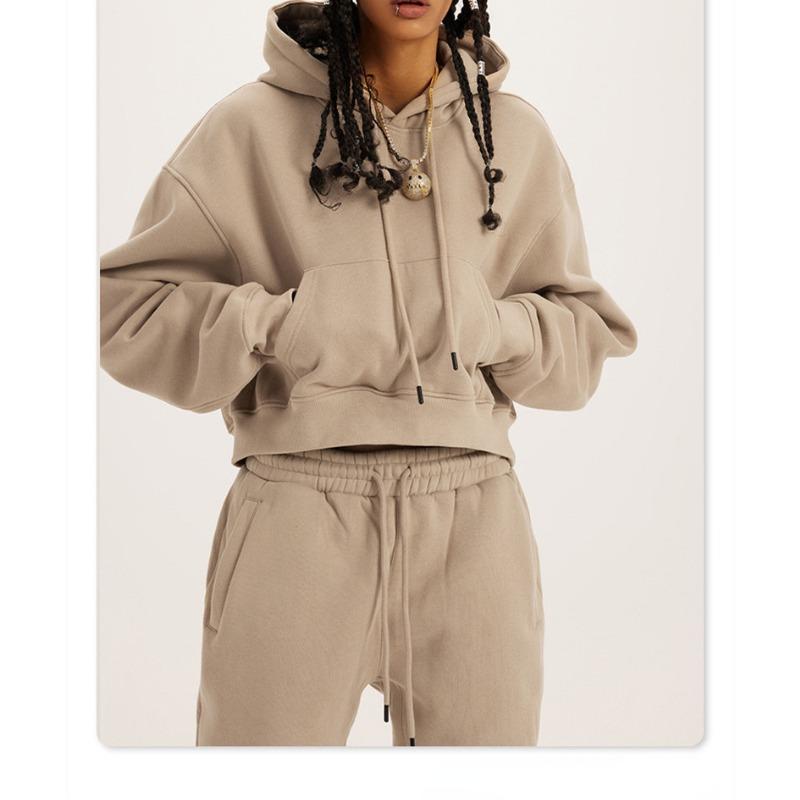 Autumn and Winter Women's Sweatshirt Long Pants Set Casual Fashion Solid Color Pullover Drawstring Sweatshirt Hooded Set