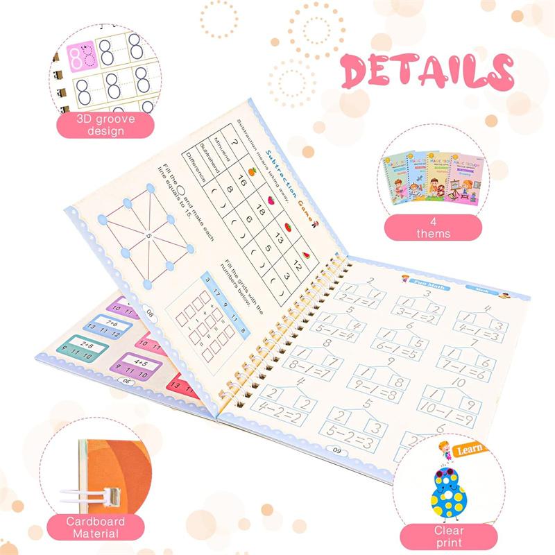 Preschool Grooved Handwriting Practice Book, Reusable Grooved Writing Books,Handwriting Book Practice For Kids