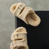 Lamb Wool High-end Sense~ Grape Mother, the Same Style, One-word Buckle Lamb Wool Piled Thick-soled Fluffy Slippers, Wearing Women's Shoes Outside
