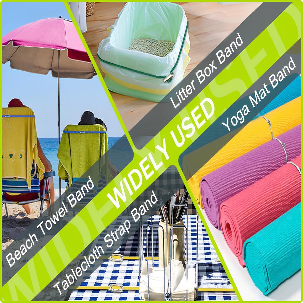 6Pcs Adjustable Trash Can Elastic Rubber Bands Colorful Bands Garbage Bag Buckle Litter Box Bands Kitchen Multifunctional