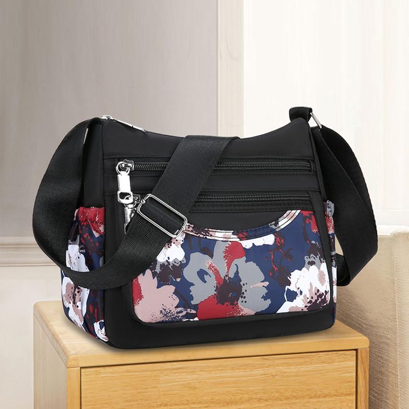 Fashion New Middle-aged Mother Bag Large-capacity Printed Multi-layer Shoulder Bag Lightweight Casual Joker Lady Crossbody Bag
