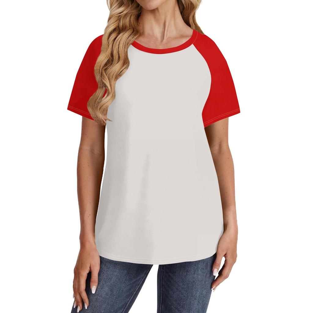 Women's Short Sleeve T Shirts Round Neck Cute Tunic Tops Basic Tees Blouses Loose Fit Pullover