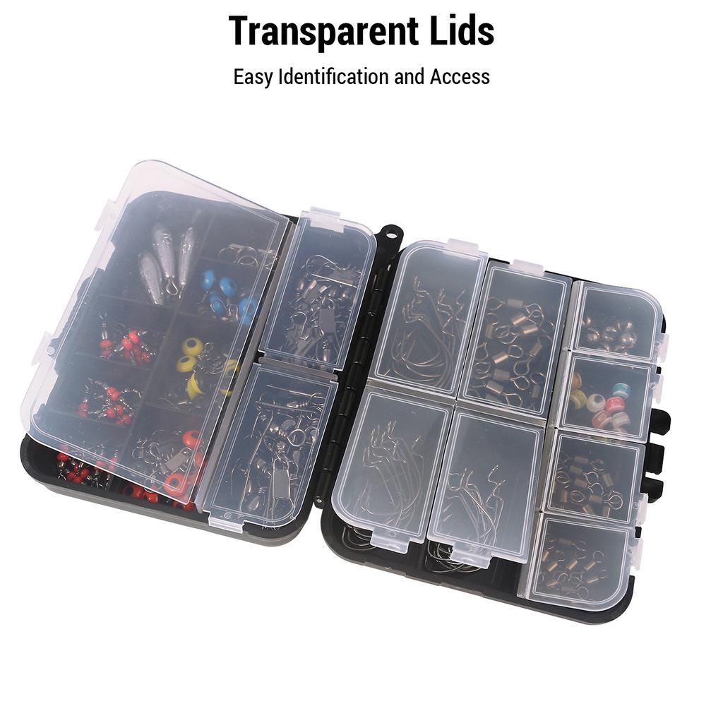 158Pcs Fishing Swivels Kit High Strength Fishing Tackle Box with Barrel Swivels Ball Bearing Swivels for Bass Trout