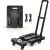 Folding Hand Truck, 500 LB Heavy Duty Luggage Cart, Utility Dolly Platform Cart With 6 Wheels & 2 Elastic Ropes For Luggage, Travel, Moving,