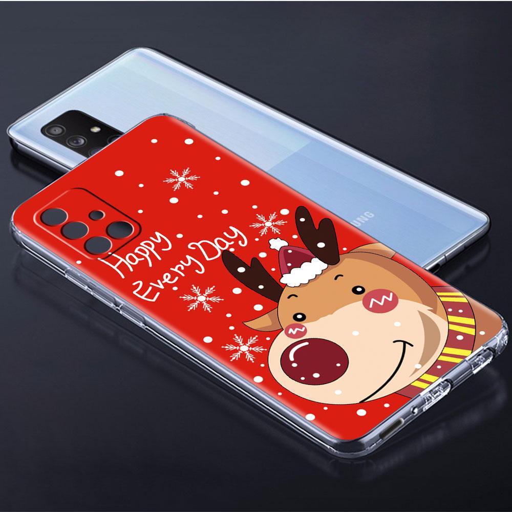 Snow Merry Christmas Clear Case For Samsung Galaxy A52 A12 A51 A32 A21s A71 A32 A22 50 A70 A31 A72 5G Phone Cover